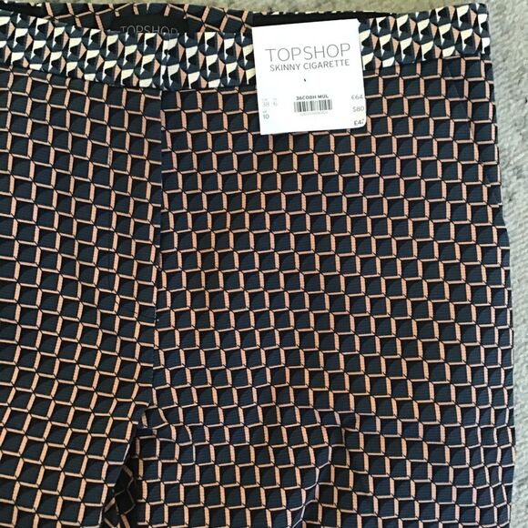 NWT Topshop Pants Cigarette Print Trousers Pants Size 6 - Picture 2 of 5